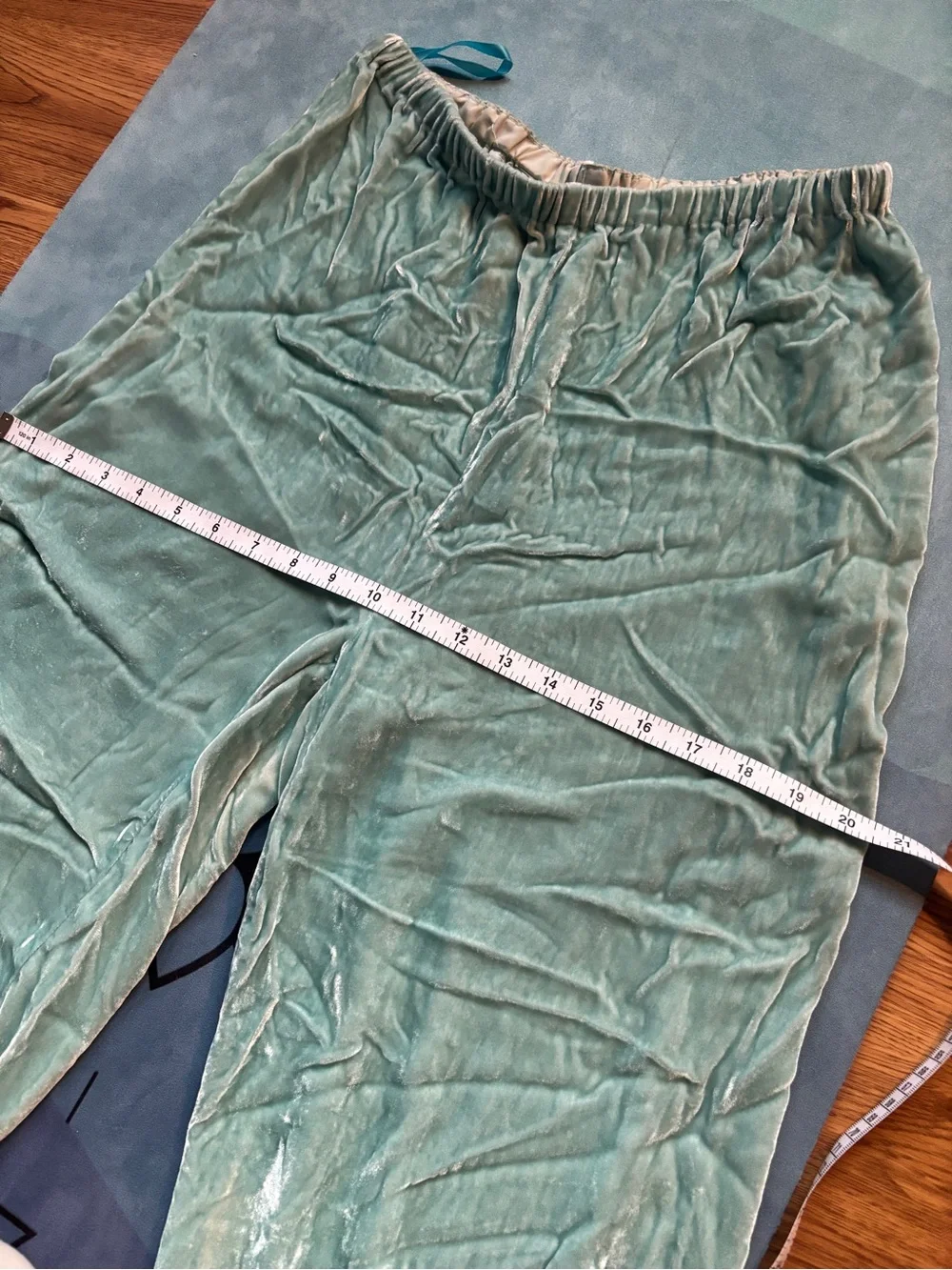 Silk Velvet Pull-On Pants in mint or sky blue
